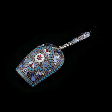 Load image into Gallery viewer, Antique Imperial Russian Solid Silver Enamel Cloisonne Caddy Spoon - Gustav Klingert 1891

