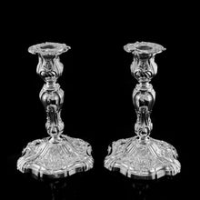 Load image into Gallery viewer, Magnificent Antique Solid Silver Pair of Rococo Candlesticks - 1890
