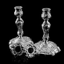 Load image into Gallery viewer, Magnificent Antique Solid Silver Pair of Rococo Candlesticks - 1890
