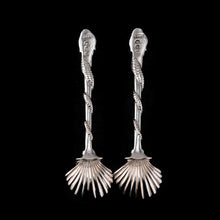 Load image into Gallery viewer, Antique Georgian Solid Silver Salt Spoons Figural Dolphin Handles - Thomas Harper 1806
