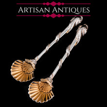 Load image into Gallery viewer, Antique Georgian Solid Silver Salt Spoons Figural Dolphin Handles - Thomas Harper 1806
