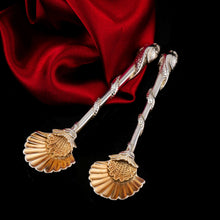 Load image into Gallery viewer, Antique Georgian Solid Silver Salt Spoons Figural Dolphin Handles - Thomas Harper 1806
