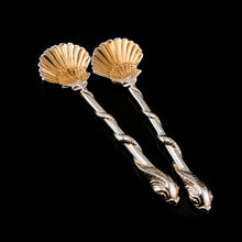 Load image into Gallery viewer, Antique Georgian Solid Silver Salt Spoons Figural Dolphin Handles - Thomas Harper 1806
