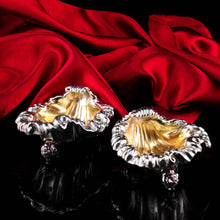 Load image into Gallery viewer, A Magnificent Pair of Georgian Solid Silver Shell Salt Cellars in Rococo Revival Style - Barnards 1836
