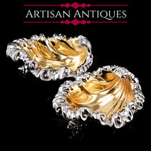 Load image into Gallery viewer, A Magnificent Pair of Georgian Solid Silver Shell Salt Cellars in Rococo Revival Style - Barnards 1836
