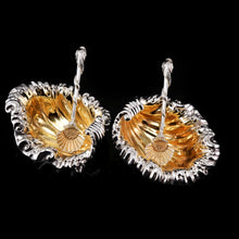 Load image into Gallery viewer, A Magnificent Pair of Georgian Solid Silver Shell Salt Cellars in Rococo Revival Style - Barnards 1836
