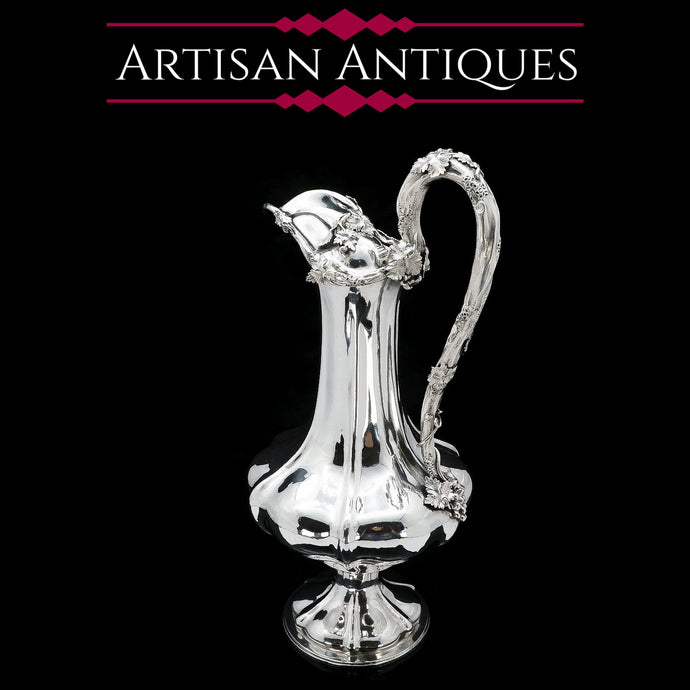 A Splendid Victorian Solid Silver Wine Ewer/Jug with Grape Vines - Benjamin Smith 1846 - Artisan Antiques