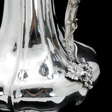 Load image into Gallery viewer, A Splendid Victorian Solid Silver Wine Ewer/Jug with Grape Vines - Benjamin Smith 1846 - Artisan Antiques
