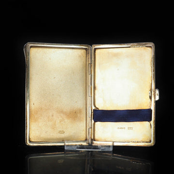 cigarette case manufacturers GERMANUS Cigarette Case Steel, Calf Leather Lining Wild Bull medium