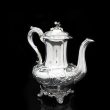 Load image into Gallery viewer, Exceptional Georgian Silver Coffee Pot with Ornate Chasing - J.Wrangham &amp; W.Moulson 1836 - Artisan Antiques
