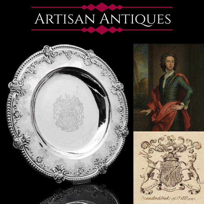RESERVED - A Magnificent Georgian Large Solid Silver Dish (Britannia Silver) - Arms of 1st Duke of St Albans (Charles Beauclerk) - 1714 - Artisan Antiques