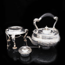 Load image into Gallery viewer, Antique Solid Silver Kettle with Ornate Chased Motifs - Elkington &amp; Co. 1904 - Artisan Antiques
