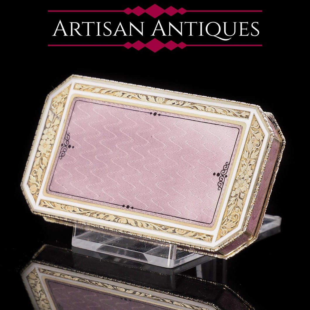 Splendid Silver Gilt & Guilloche Enamel Snuff Box - Viennese c.1875 - Artisan Antiques