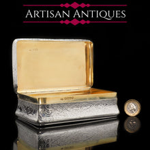 Load image into Gallery viewer, RESERVED - A Huge Solid Silver Table Snuff Box Victorian - Thomas Johnson 1869 - Artisan Antiques
