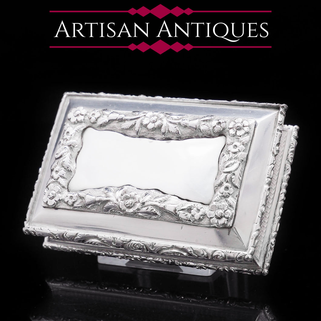 RESERVED - A Heavy Solid Silver Table Snuff Box - Francis Clark 1845 - Artisan Antiques