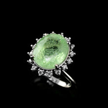 Load image into Gallery viewer, 10CT Natural Paraiba Tourmaline &amp; Diamond 14K White Gold Cluster Ring - GIA Certified
