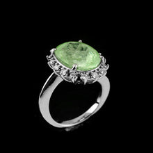 Load image into Gallery viewer, 10CT Natural Paraiba Tourmaline &amp; Diamond 14K White Gold Cluster Ring - GIA Certified
