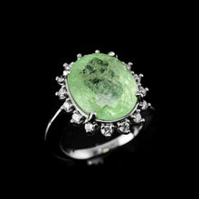 Load image into Gallery viewer, 10CT Natural Paraiba Tourmaline &amp; Diamond 14K White Gold Cluster Ring - GIA Certified
