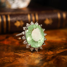 Load image into Gallery viewer, 10CT Natural Paraiba Tourmaline &amp; Diamond 14K White Gold Cluster Ring - GIA Certified
