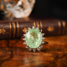 Load image into Gallery viewer, 10CT Natural Paraiba Tourmaline &amp; Diamond 14K White Gold Cluster Ring - GIA Certified
