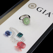 Load image into Gallery viewer, 10CT Natural Paraiba Tourmaline &amp; Diamond 14K White Gold Cluster Ring - GIA Certified
