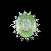 Load image into Gallery viewer, 10CT Natural Paraiba Tourmaline &amp; Diamond 14K White Gold Cluster Ring - GIA Certified
