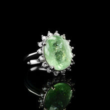 Load image into Gallery viewer, 10CT Natural Paraiba Tourmaline &amp; Diamond 14K White Gold Cluster Ring - GIA Certified
