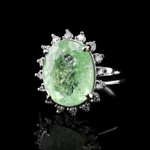 Load image into Gallery viewer, 10CT Natural Paraiba Tourmaline &amp; Diamond 14K White Gold Cluster Ring - GIA Certified
