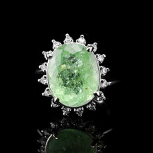 Load image into Gallery viewer, 10CT Natural Paraiba Tourmaline &amp; Diamond 14K White Gold Cluster Ring - GIA Certified
