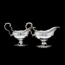 Load image into Gallery viewer, A Pair of Georgian Solid Silver Pedestal Sauce Boats - William Collins 1774 - Artisan Antiques
