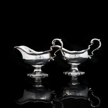 Load image into Gallery viewer, A Pair of Georgian Solid Silver Pedestal Sauce Boats - William Collins 1774 - Artisan Antiques
