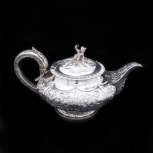 Load image into Gallery viewer, Georgian Solid Silver 3-Piece Chased Tea Set Chinoiserie Interest - Robert Peppin 1824 - Artisan Antiques
