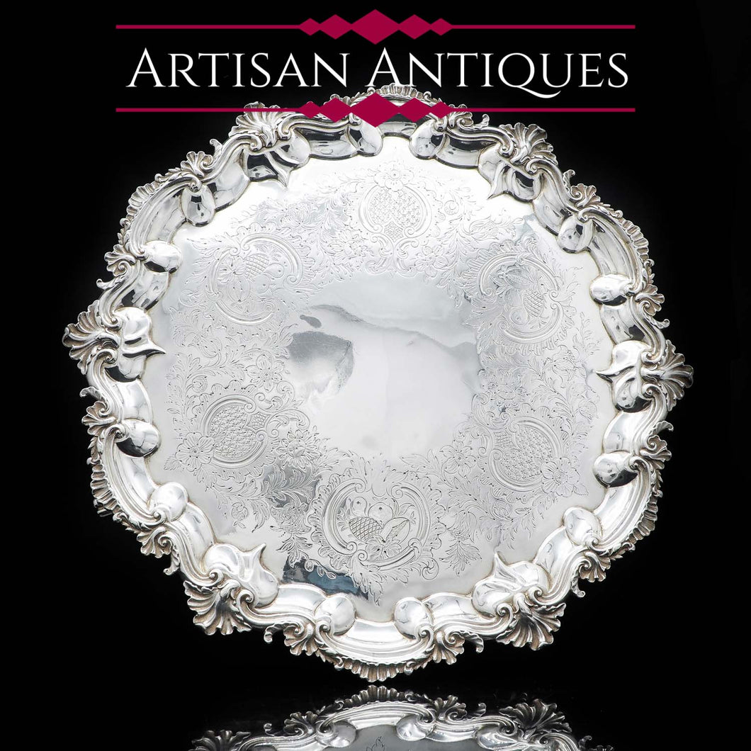 A Very Large Georgian Solid Silver Salver Tray by John Israel 1801 - Artisan Antiques