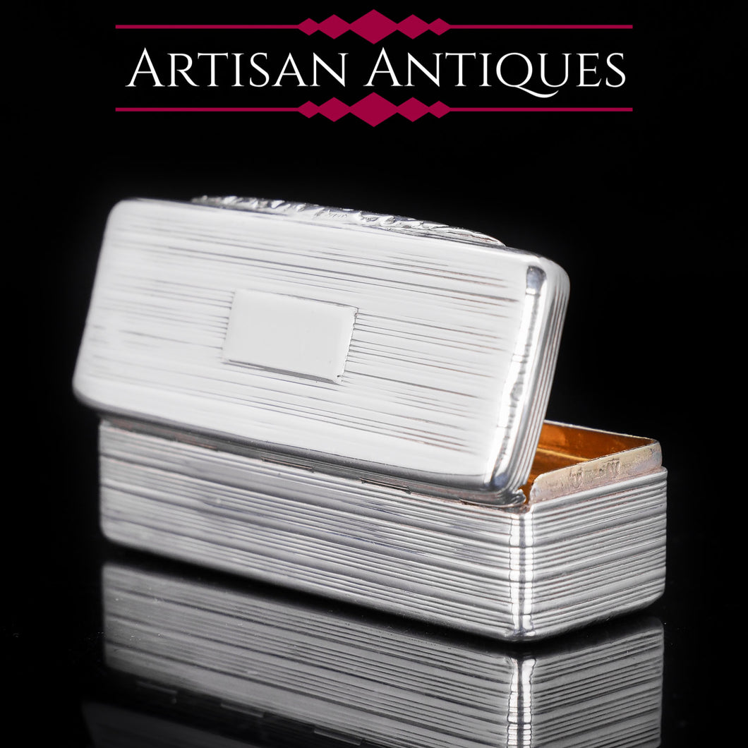 Sleek Rectangular Georgian Silver Snuff Box - Edward Smith 1819 - Artisan Antiques