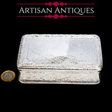 Load image into Gallery viewer, RESERVED - A Huge Solid Silver Table Snuff Box Victorian - Thomas Johnson 1869 - Artisan Antiques
