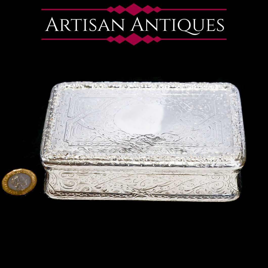 RESERVED - A Huge Solid Silver Table Snuff Box Victorian - Thomas Johnson 1869 - Artisan Antiques