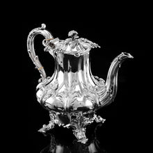 Load image into Gallery viewer, Spectacular Antique Georgian Solid Silver Tea/Coffee Set with Chased Acanthus - Barnard 1833/4
