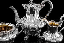 Load image into Gallery viewer, Spectacular Antique Georgian Solid Silver Tea/Coffee Set with Chased Acanthus - Barnard 1833/4
