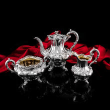 Load image into Gallery viewer, Spectacular Antique Georgian Solid Silver Tea/Coffee Set with Chased Acanthus - Barnard 1833/4
