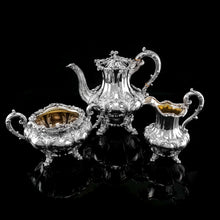 Load image into Gallery viewer, Spectacular Antique Georgian Solid Silver Tea/Coffee Set with Chased Acanthus - Barnard 1833/4

