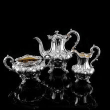 Load image into Gallery viewer, Spectacular Antique Georgian Solid Silver Tea/Coffee Set with Chased Acanthus - Barnard 1833/4

