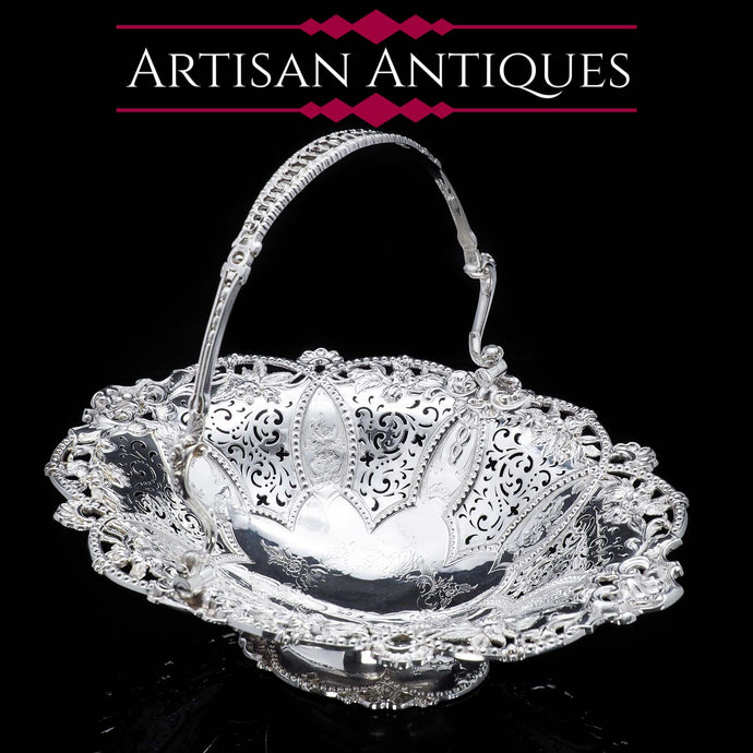 A Stunning Large Victorian Solid Silver Basket - Martin Hall & Co 1858 - Artisan Antiques