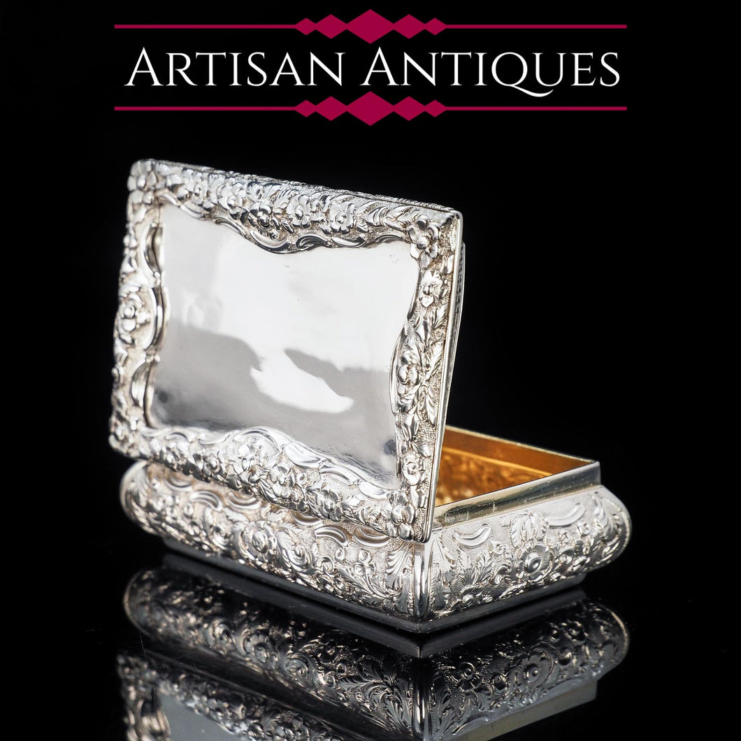 A Solid Silver Table Snuff Box Georgian - Nathaniel Mills 1836 - Artisan Antiques