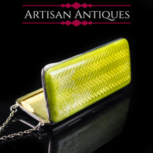 Load image into Gallery viewer, Antique German Solid Silver Green Enamel Guilloche Cigarette Case - Artisan Antiques
