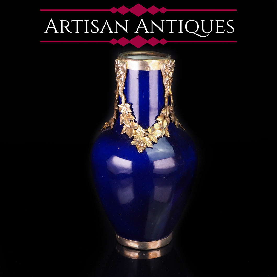Antique French Sevres Vase Silver Mounted - Paul Milet c.1900 - Artisan Antiques