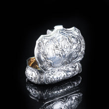 Load image into Gallery viewer, Swedish Solid Silver Table Snuff Box Repousse Design - 1938 - Artisan Antiques
