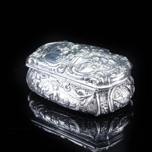 Load image into Gallery viewer, Swedish Solid Silver Table Snuff Box Repousse Design - 1938 - Artisan Antiques
