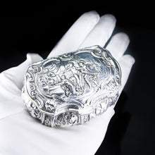 Load image into Gallery viewer, Swedish Solid Silver Table Snuff Box Repousse Design - 1938 - Artisan Antiques
