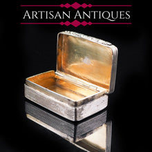 Load image into Gallery viewer, Antique Georgian Silver Snuff Box with Gilt Interior - 1824 - Artisan Antiques
