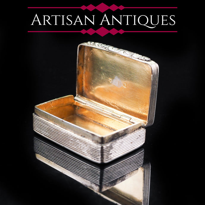 Antique Georgian Silver Snuff Box with Gilt Interior - 1824 - Artisan Antiques